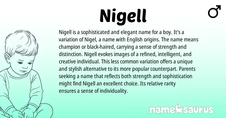 Infographic about Nigell name meaning, Nigell is a name from English origin(s).