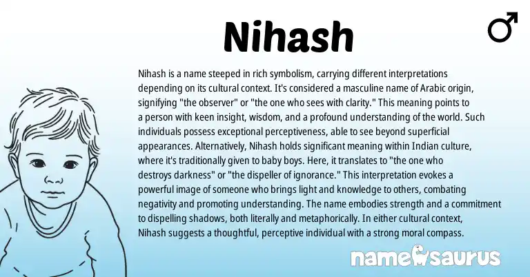 Infographic about Nihash name meaning, Nihash is a name from Arabic origin(s).