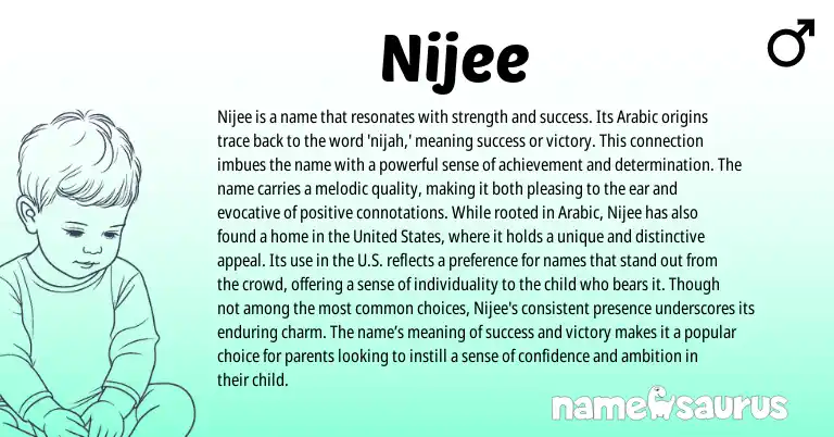 Infographic about Nijee name meaning, Nijee is a name from Arabic origin(s).
