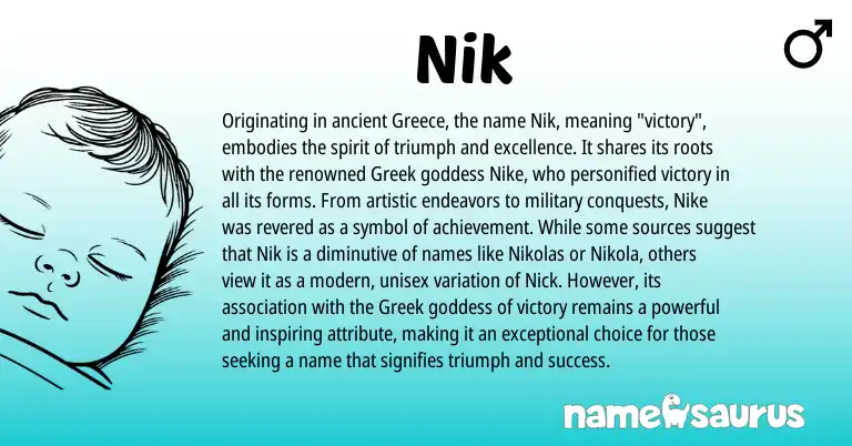 Infographic about Nik name meaning, Nik is a name from Greece, Greek origin(s).