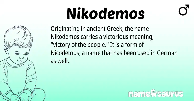 Infographic about Nikodemos name meaning, Nikodemos is a name from German, Greek origin(s).