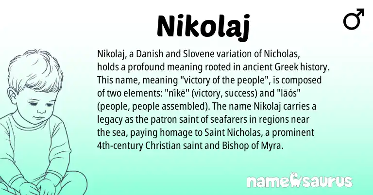 Infographic about Nikolaj name meaning, Nikolaj is a name from Slovene, Danish, Greek origin(s).