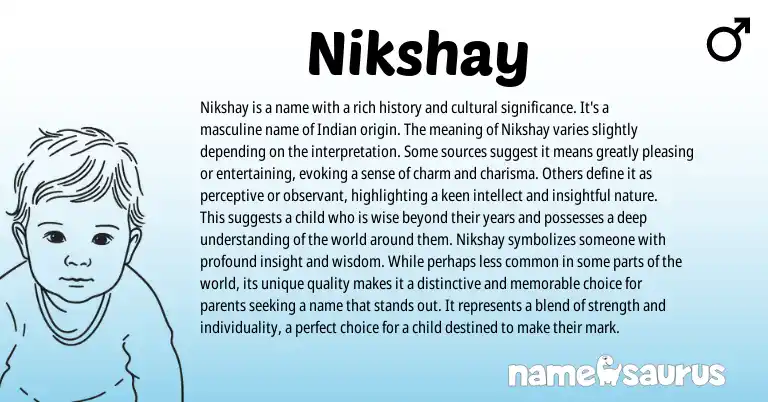 Infographic about Nikshay name meaning, Nikshay is a name from Indian, Sanskrit origin(s).