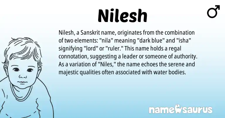 Infographic about Nilesh name meaning, Nilesh is a name from Sanskrit origin(s).
