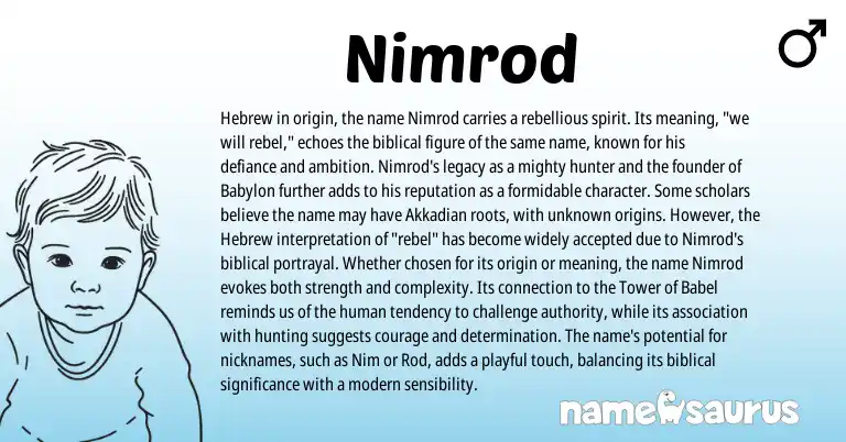 Infographic about Nimrod name meaning, Nimrod is a name from Akkadian, Hebrew origin(s).