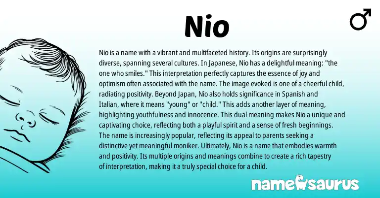 Infographic about Nio name meaning, Nio is a name from Japanese origin(s).