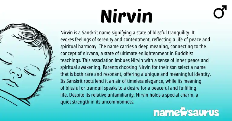 Infographic about Nirvin name meaning, Nirvin is a name from Sanskrit origin(s).