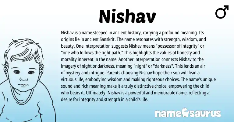 Infographic about Nishav name meaning, Nishav is a name from Hindi, Sanskrit origin(s).