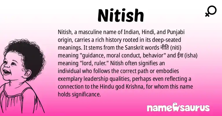 Infographic about Nitish name meaning, Nitish is a name from Indian, Hindi, Punjabi, Bengali origin(s).