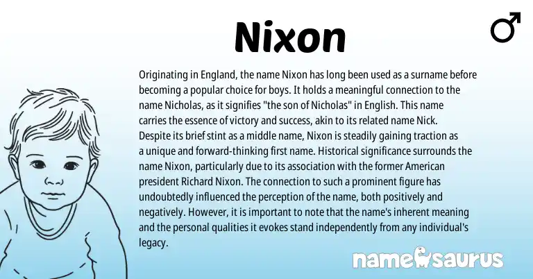 Infographic about Nixon name meaning, Nixon is a name from English, American, England origin(s).