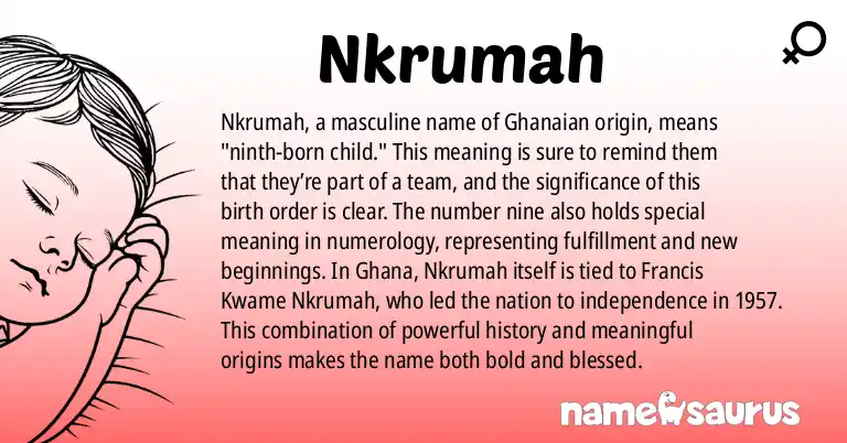 Infographic about Nkrumah name meaning, Nkrumah is a name from Ghanaian origin(s).