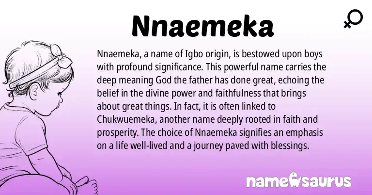 Infographic about Nnaemeka name meaning, Nnaemeka is a name from Igbo origin(s).