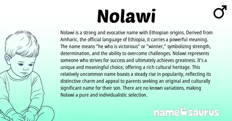 Infographic about Nolawi name meaning, Nolawi is a name from Ethiopian, Amharic origin(s).