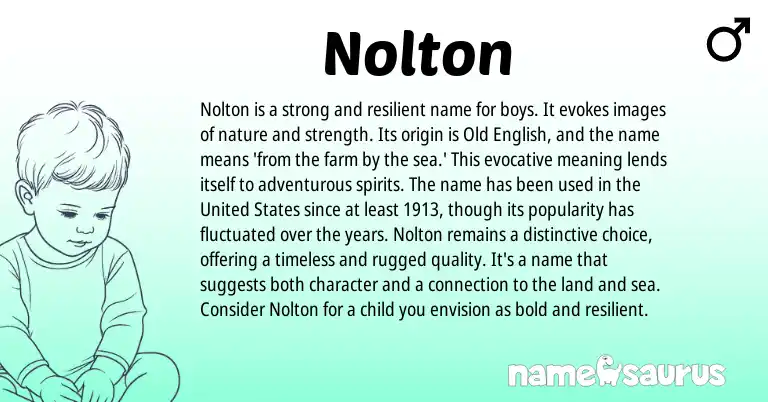 Infographic about Nolton name meaning, Nolton is a name from English origin(s).
