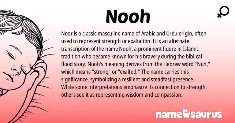 Infographic about Nooh name meaning, Nooh is a name from Arabic, Urdu origin(s).