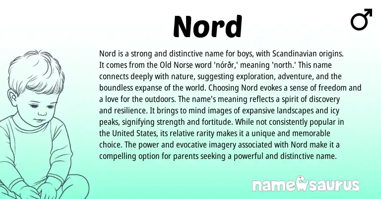 Infographic about Nord name meaning, Nord is a name from Scandinavian, Norse origin(s).