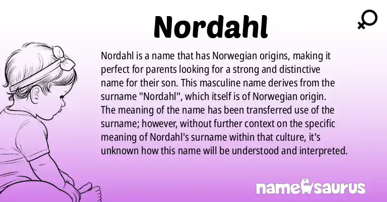 Infographic about Nordahl name meaning, Nordahl is a name from Norwegian origin(s).