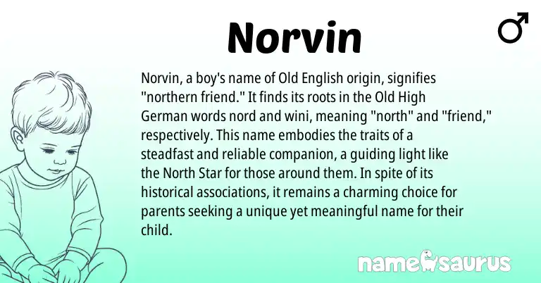 Infographic about Norvin name meaning, Norvin is a name from Old High German, Old English origin(s).