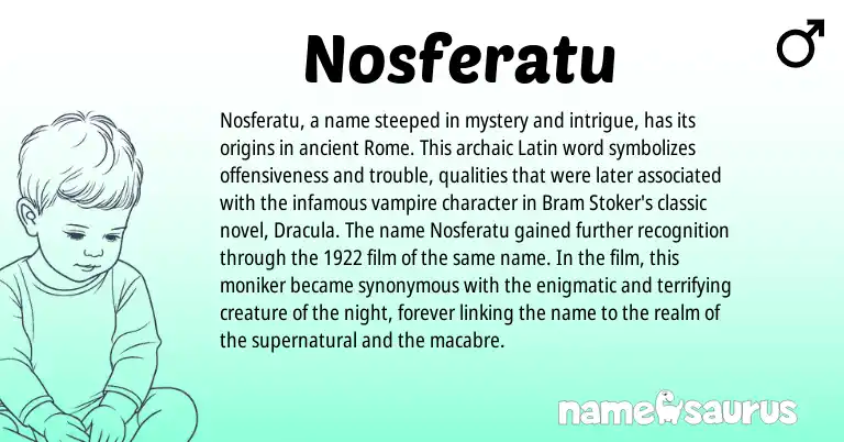 Infographic about Nosferatu name meaning, Nosferatu is a name from Latin origin(s).