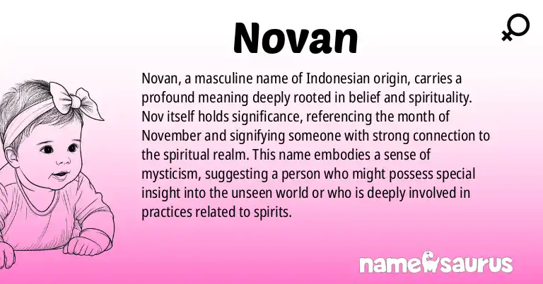 Infographic about Novan name meaning, Novan is a name from Indonesian origin(s).