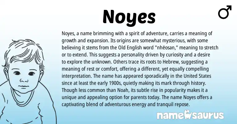 Infographic about Noyes name meaning, Noyes is a name from English origin(s).