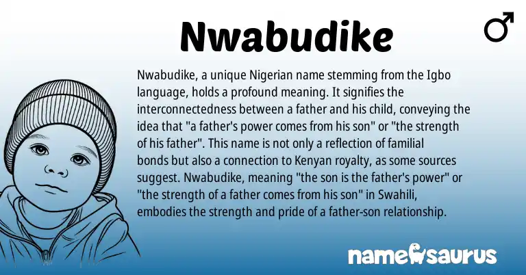 Infographic about Nwabudike name meaning, Nwabudike is a name from Swahili, Kenyan, Nigerian, Igbo origin(s).