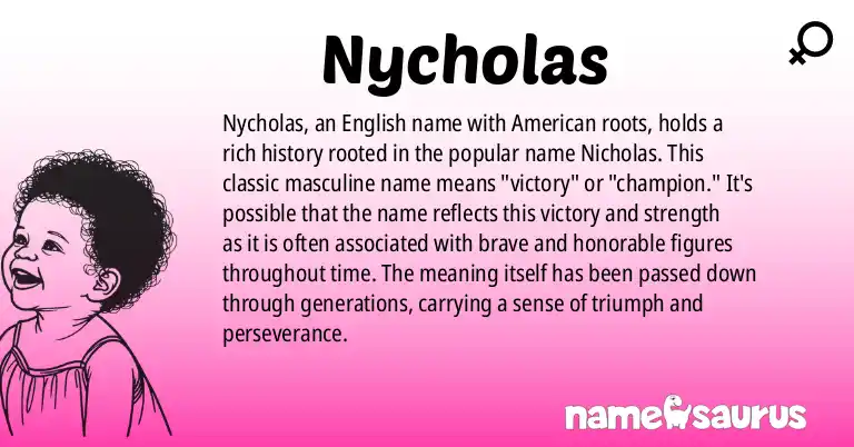 Infographic about Nycholas name meaning, Nycholas is a name from English (American) origin(s).