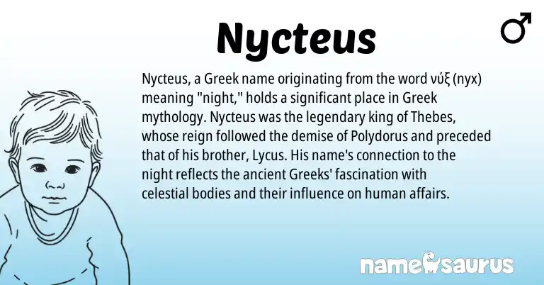 Infographic about Nycteus name meaning, Nycteus is a name from Greek origin(s).