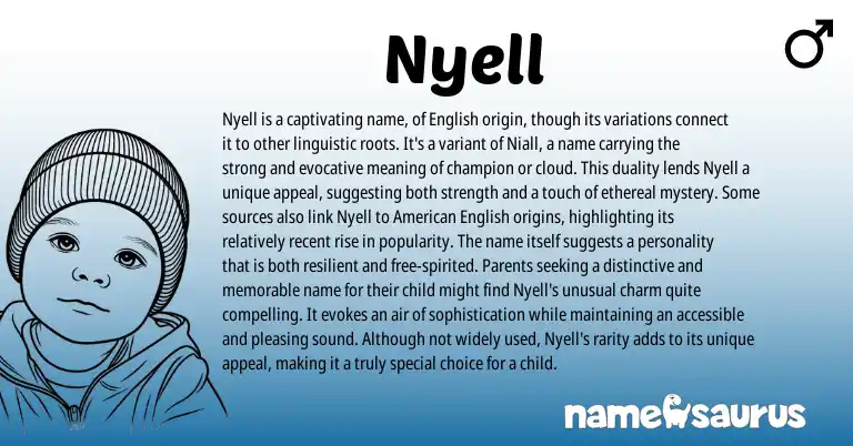 Infographic about Nyell name meaning, Nyell is a name from English origin(s).