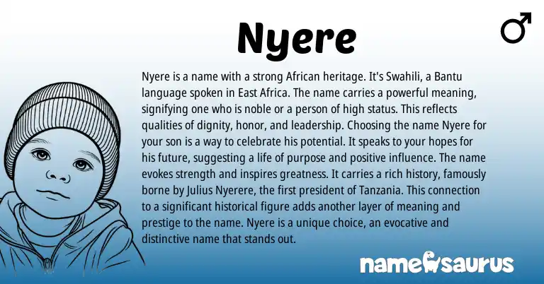 Infographic about Nyere name meaning, Nyere is a name from African origin(s).