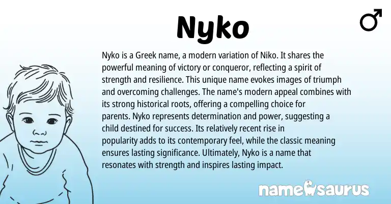 Infographic about Nyko name meaning, Nyko is a name from Greek origin(s).