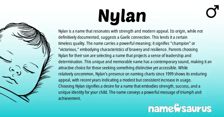 Infographic about Nylan name meaning, Nylan is a name from Gaelic origin(s).