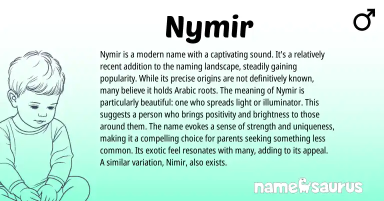 Infographic about Nymir name meaning, Nymir is a name from Arabic origin(s).