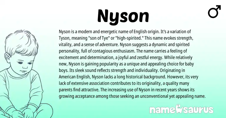 Infographic about Nyson name meaning, Nyson is a name from English origin(s).