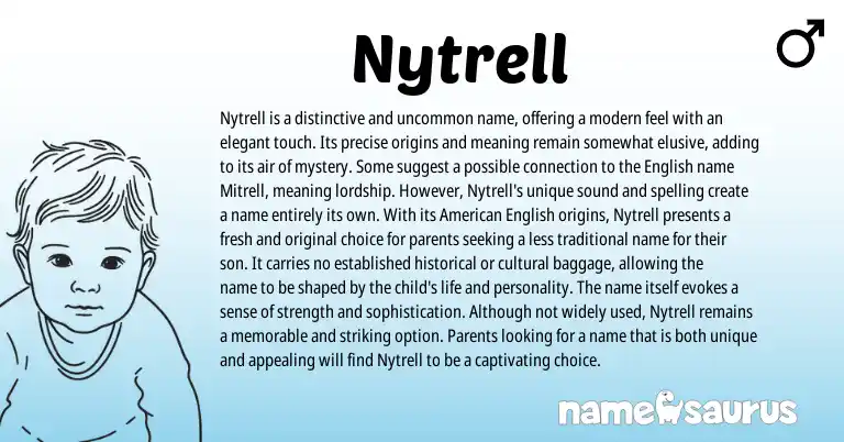 Infographic about Nytrell name meaning, Nytrell is a name from English origin(s).