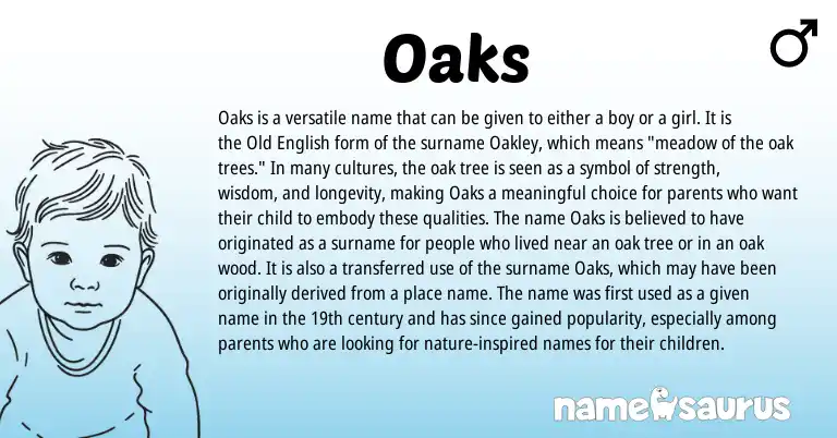 Infographic about Oaks name meaning, Oaks is a name from Old English origin(s).