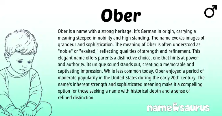 Infographic about Ober name meaning, Ober is a name from Germanic origin(s).