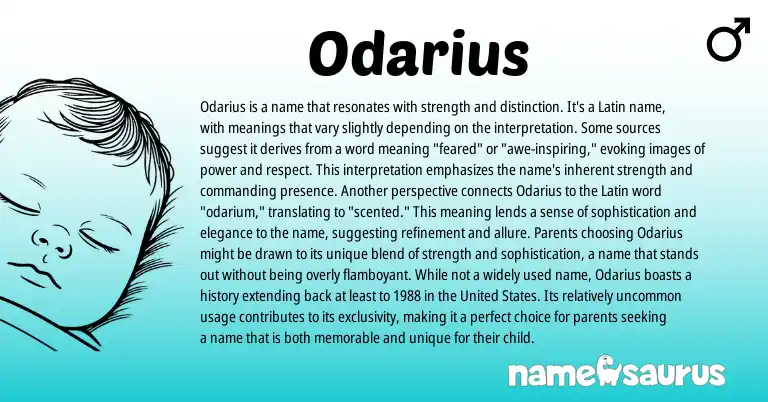 Infographic about Odarius name meaning, Odarius is a name from Latin origin(s).
