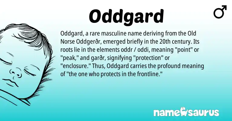 Infographic about Oddgard name meaning, Oddgard is a name from Old Norse origin(s).