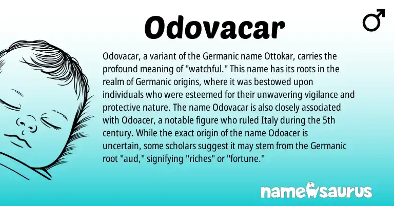 Infographic about Odovacar name meaning, Odovacar is a name from Germanic origin(s).