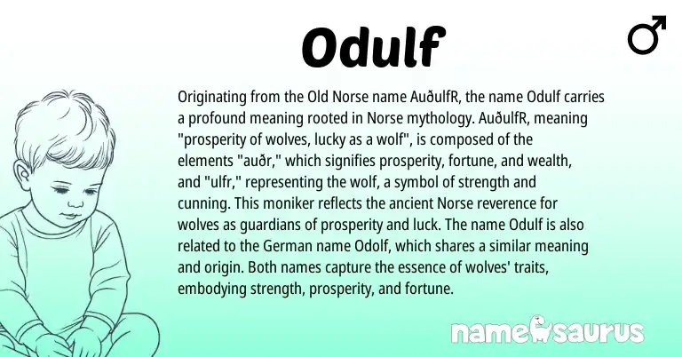 Infographic about Odulf name meaning, Odulf is a name from Old Norse, German, Norse origin(s).