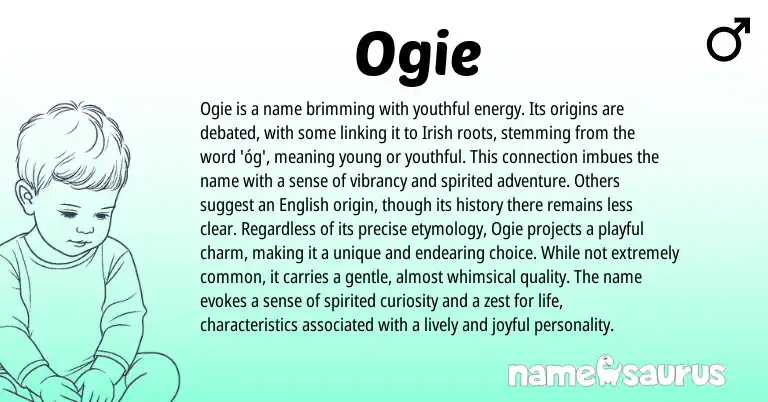 Infographic about Ogie name meaning, Ogie is a name from English, Irish origin(s).