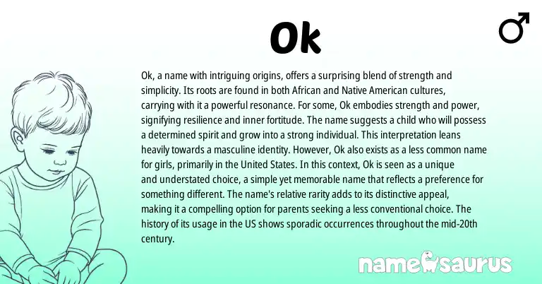Infographic about Ok name meaning, Ok is a name from American, African origin(s).