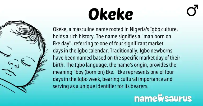 Infographic about Okeke name meaning, Okeke is a name from Nigeria, Igbo origin(s).