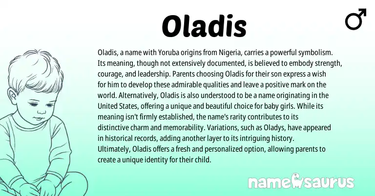 Infographic about Oladis name meaning, Oladis is a name from Yoruba origin(s).