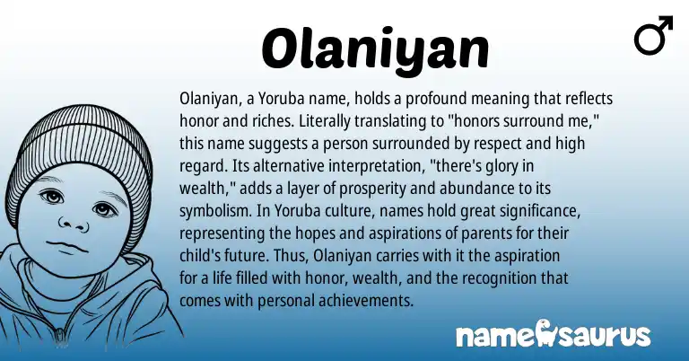 Infographic about Olaniyan name meaning, Olaniyan is a name from Yoruba origin(s).