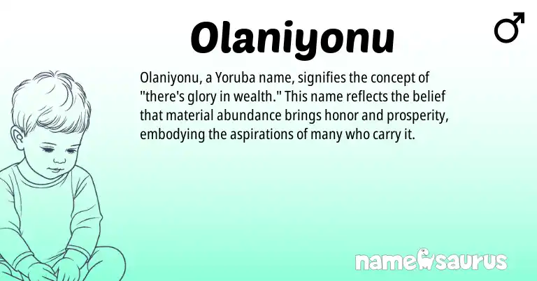 Infographic about Olaniyonu name meaning, Olaniyonu is a name from Yoruba origin(s).