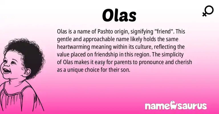 Infographic about Olas name meaning, Olas is a name from Pashto origin(s).