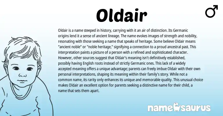 Infographic about Oldair name meaning, Oldair is a name from Germanic origin(s).