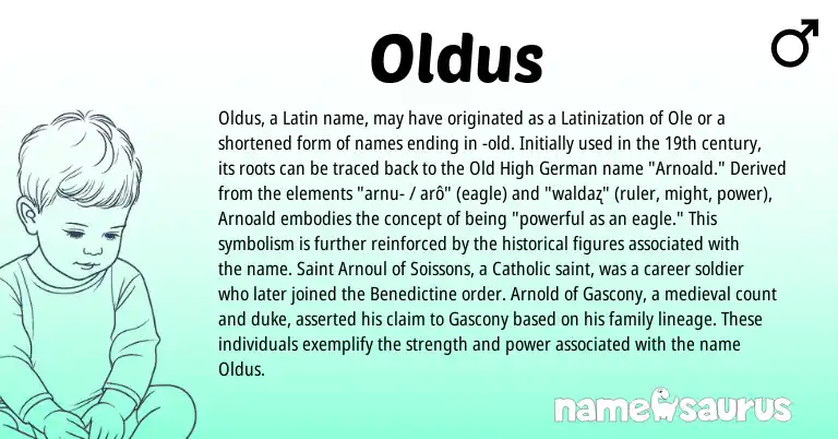 Infographic about Oldus name meaning, Oldus is a name from Old High German, Latin origin(s).